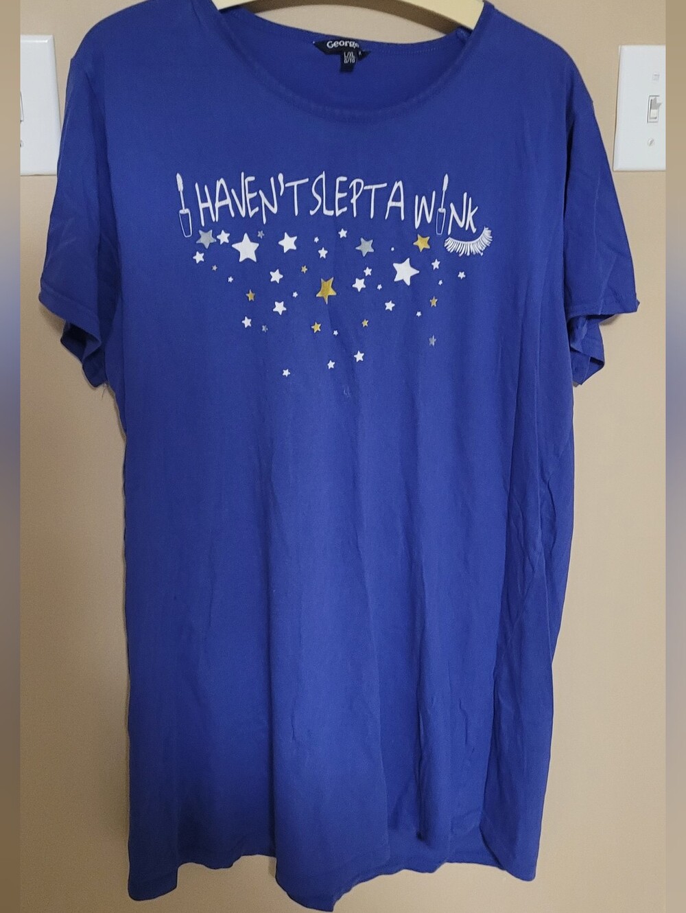 George Royal Blue Sleep Tee with Star and Eyelash Graphic